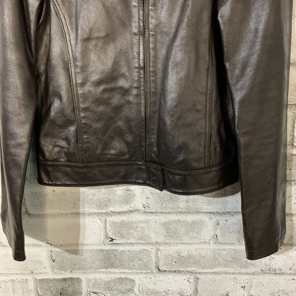 Brody Y2K Leather Moto Bomber Biker Jacket Women's Small Black Motorcycle Retro - Picture 3 of 14
